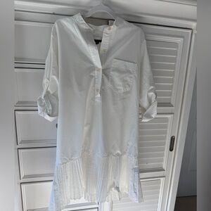 Banana Republic White Pleated Hem Tunic